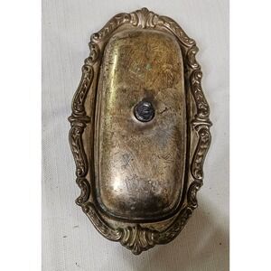 Vintage Sheridan Silver Plated Butter Dish Ornate Scrolled Domed Lid 9 Inch